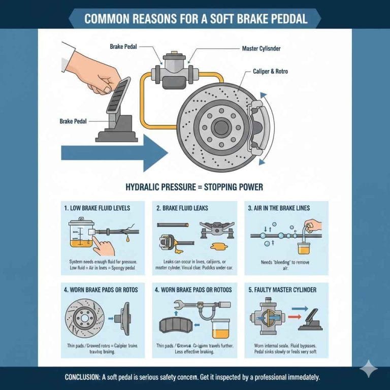 What Causes a Soft Brake Pedal? Common Reasons, Symptoms, and Fixes